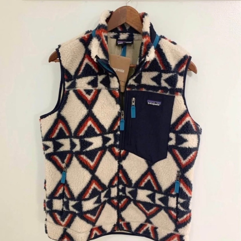 NWT Patagonia Classic Retro-X Fleece Vest Brass Hawk Smolder Blue